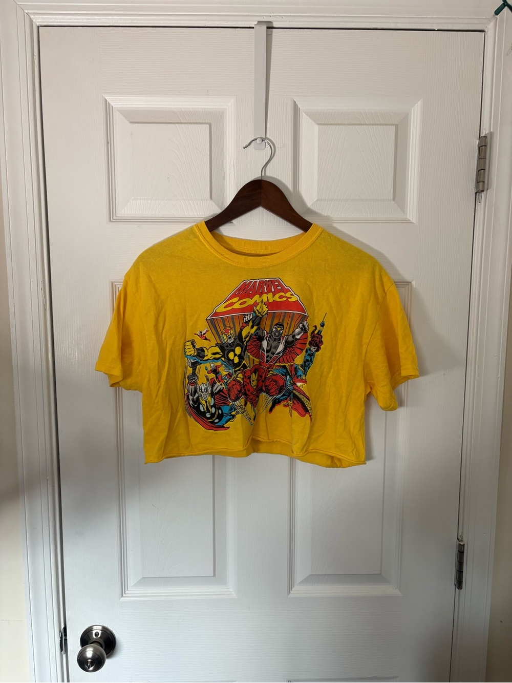 Marvel Comics Yellow Crop T-Shirt M